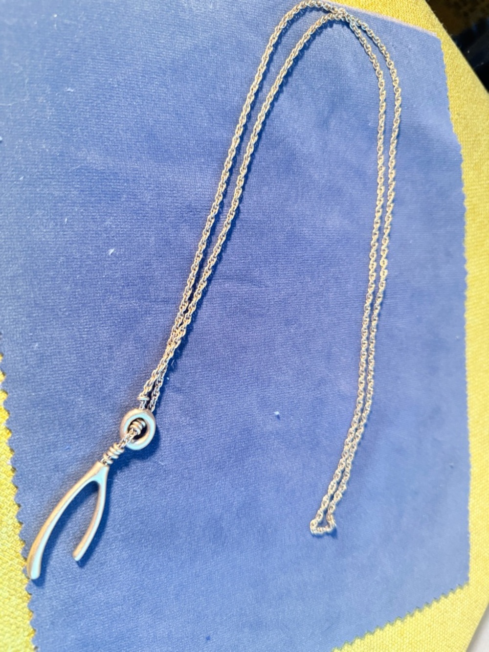 Madewell Wishbone Pendant long lariat Necklace - gold tone
